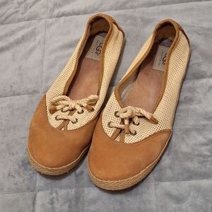 Ugg Leather And Canvas Flats